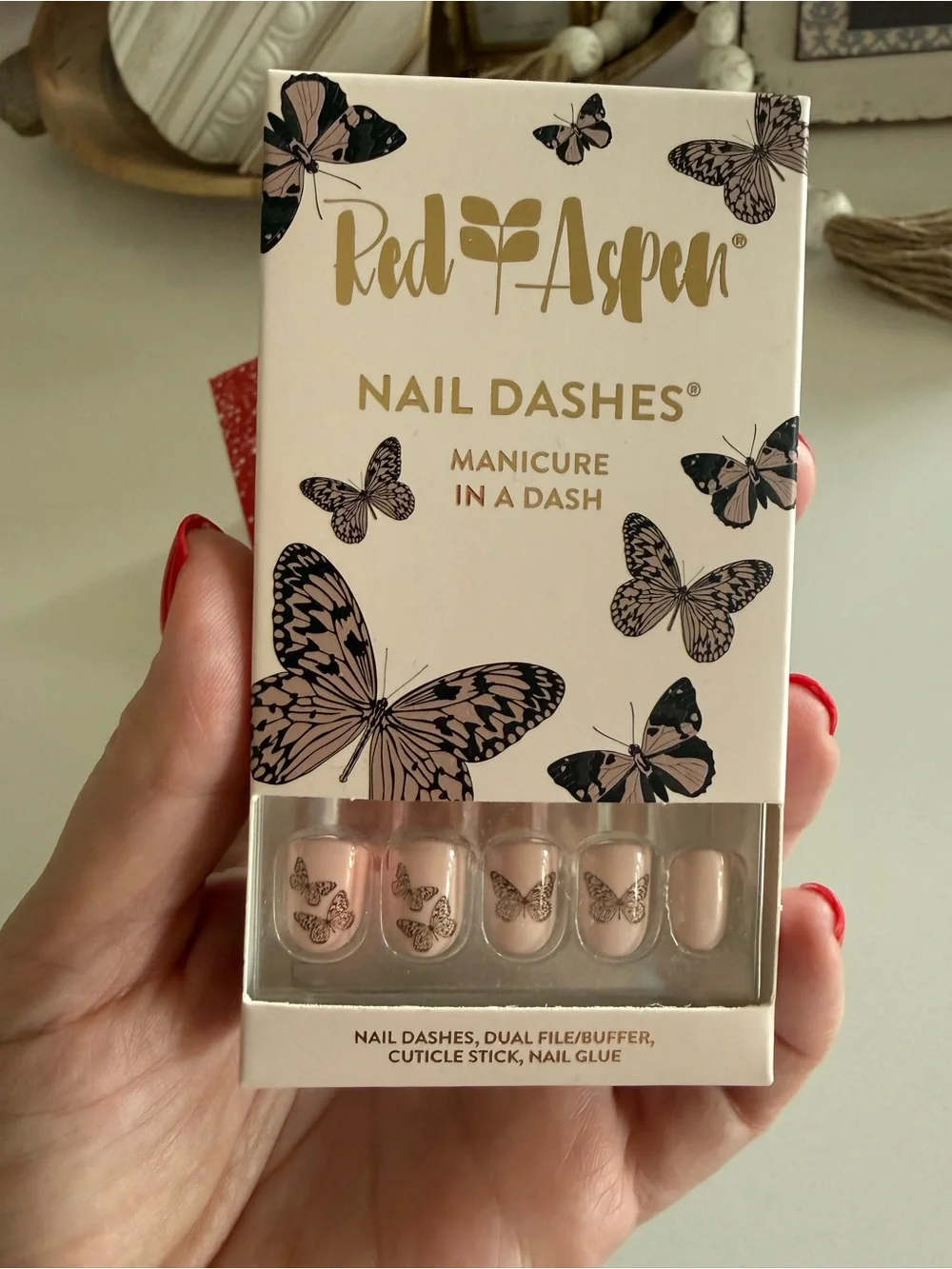 Red Aspen Nude Butterfly Nail Dashes BUTTERFLY KISSES, LAINA